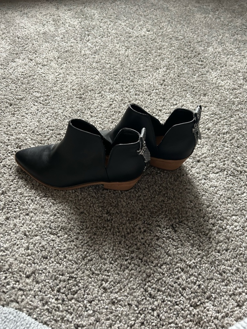 Women's Nine West Black Cutout Ankle Boots with Silver Back Detail